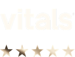 Vitals logo with five stars rating.