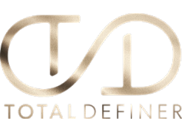 Total Definer logo design in gold.