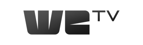 WE tv logo on a black background